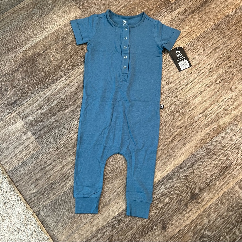 Rags Solid Blue Romper- NWT
